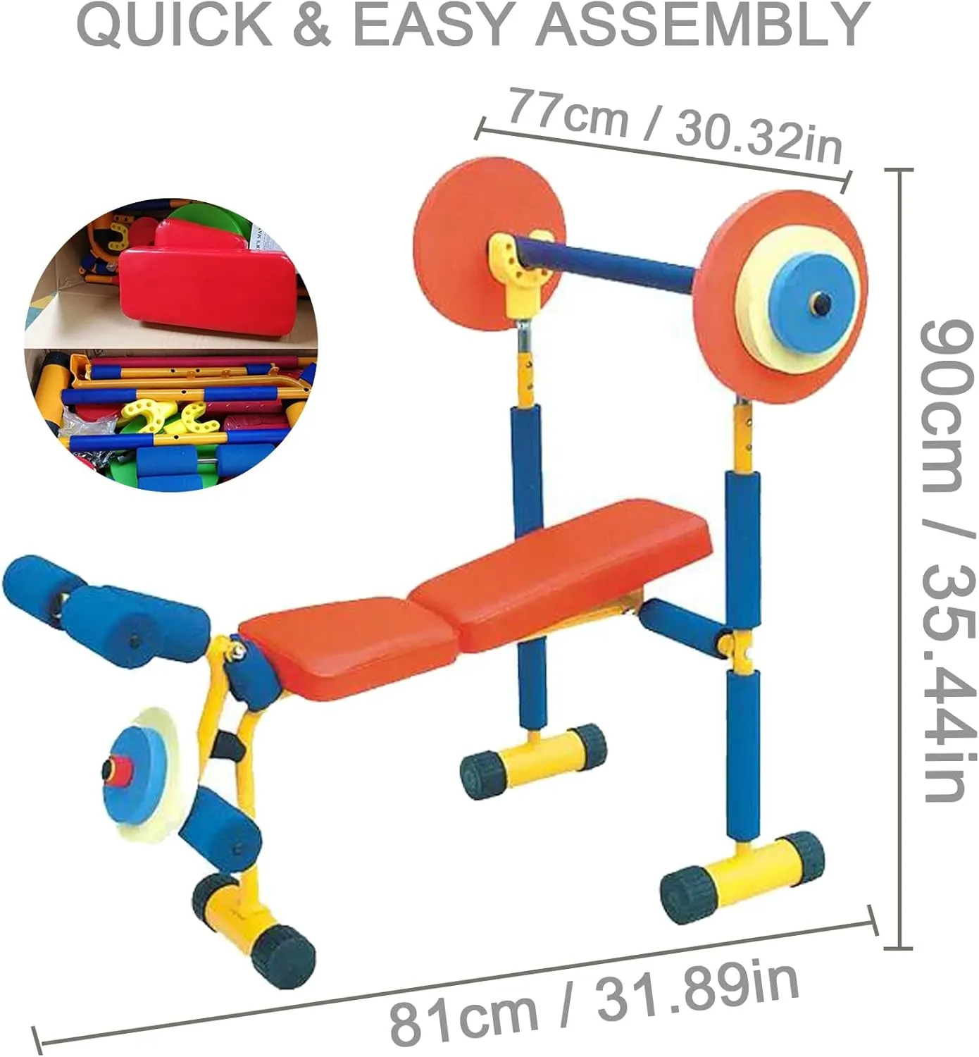 Kids Fitness Exercise Equipment, Kids Workout Equipment Set, Bench and Leg Press Weight Bench Set, Children's Play Fitness Exercise Equipment for 3-12 Year Old