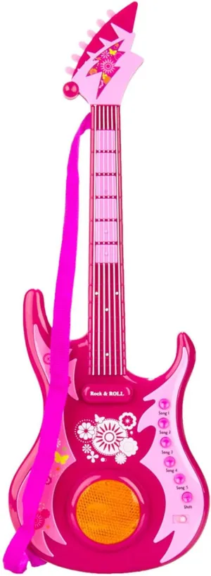 Kids Guitar for Girls Music Toys Guitar for Kids Electric Guitar with Lights & Music Kids Pink Guitar Musical Instrument Toys for 3 4 5 Year Old Girls Boys