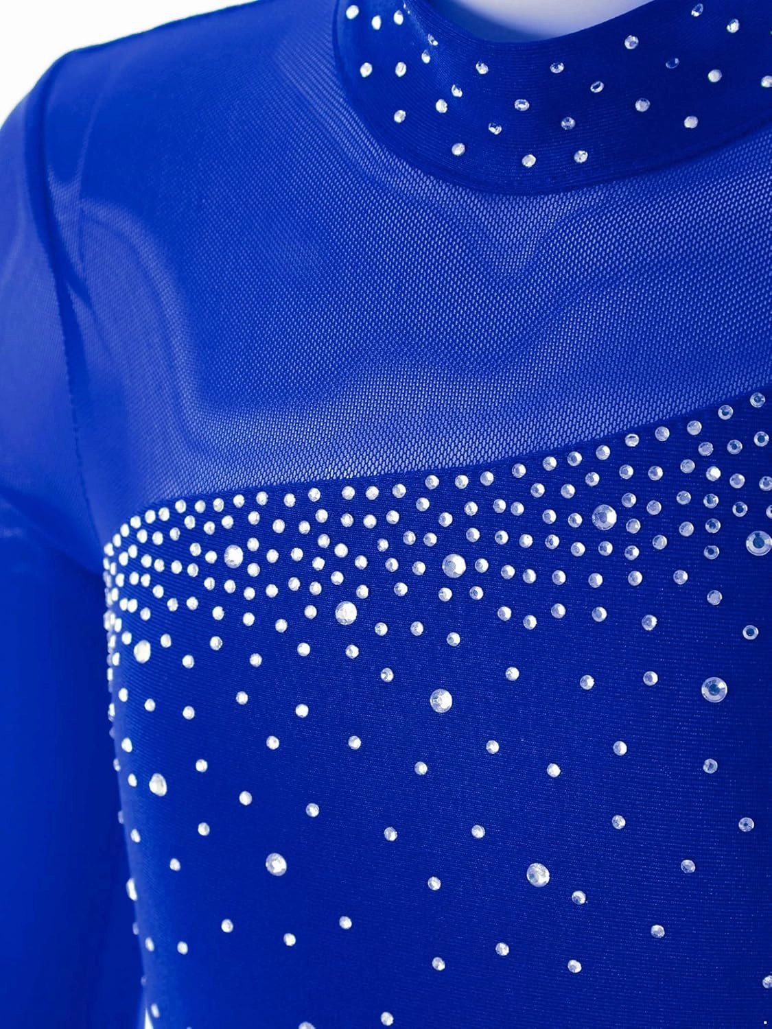Kids Girls Long Sleeves Rhinestone Unitard Gymnastics Leotard Figure Ice Skating Bodysuit Jumpsuit