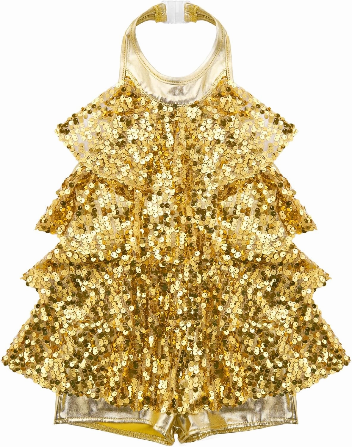 Kids Girls Sequins Shiny Ballet Dance Dress Hip Hop Jazz Unitards Samba Rumba Stage Performance Costume