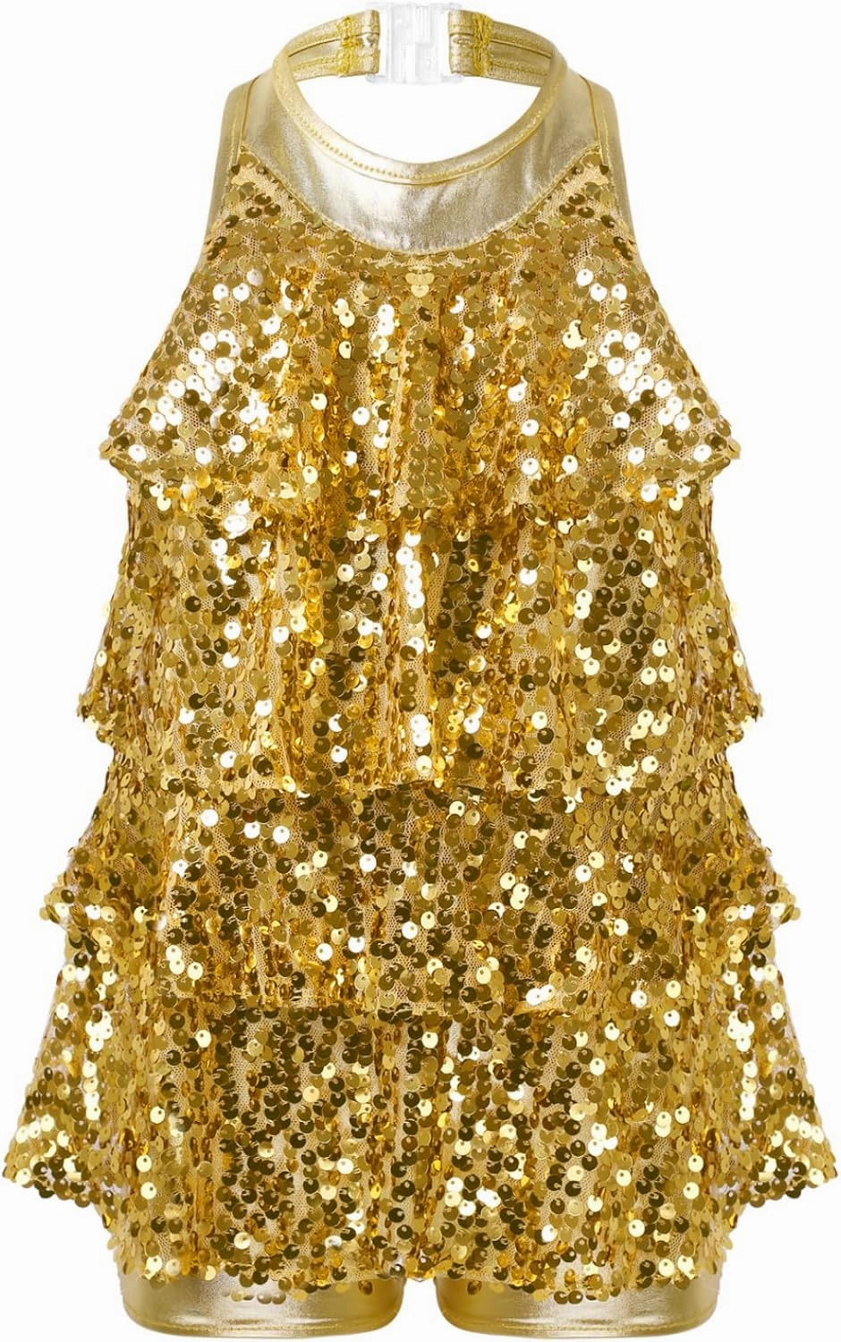 Kids Girls Sequins Shiny Ballet Dance Dress Hip Hop Jazz Unitards Samba Rumba Stage Performance Costume