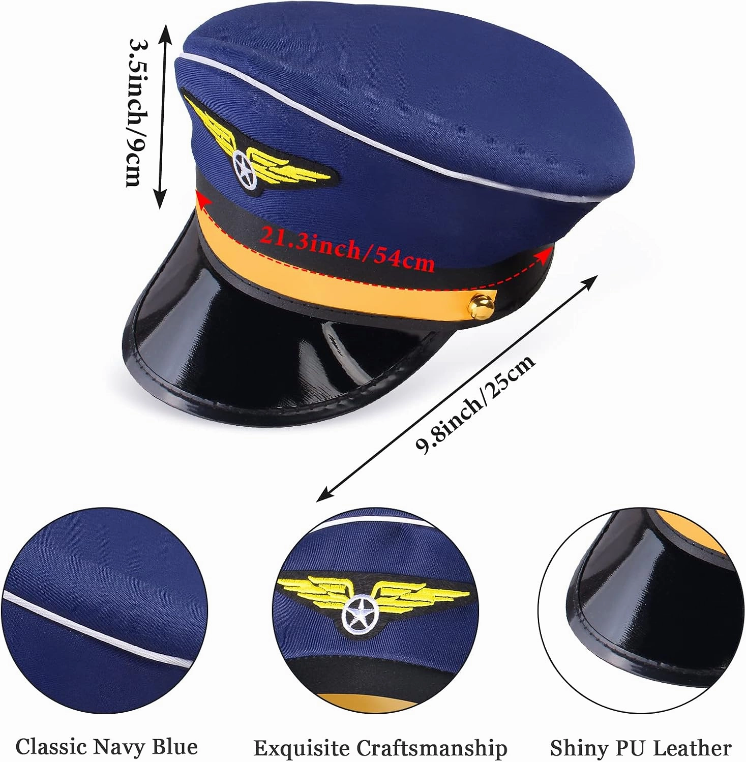 Kids Pilot Costume Accessories Set With Aviator Hat Sunglasses Tie Pin for Aviation Halloween Dress Up