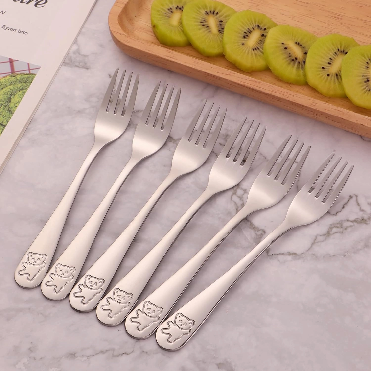 Kids Silverware Set, Poylim Children's Flatware,Safe Toddler Utensils, 9 Child Forks and 9 Child Spoons