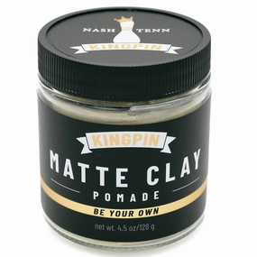 KINGPIN Matte Clay Hair Wax for Men - Flexible Hold & Natural Finish - Non-Flaking, Hydrating Styling Clay for All Hair Types - 4.5oz