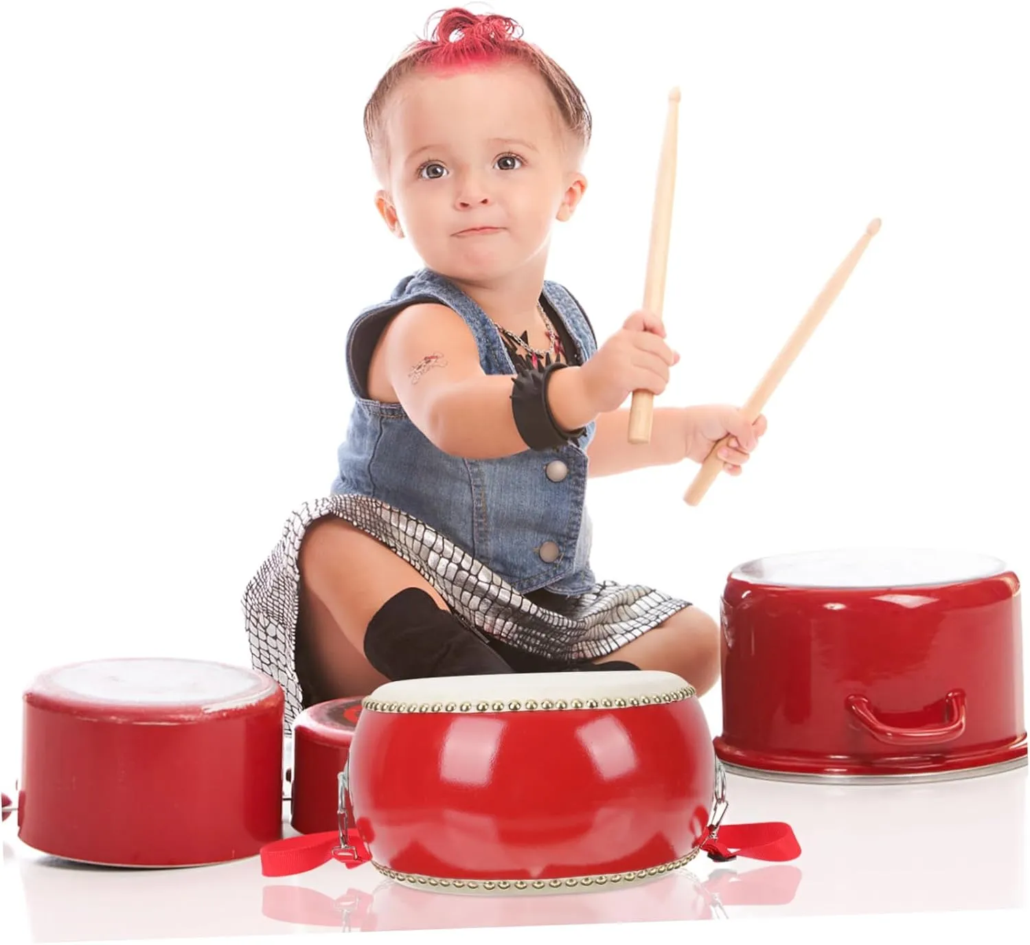 Kisangel Drum Toy for Boys and Girls Toddler Music Toy Boys and Girls Sticks Straps 15cm Drum for Toddlers