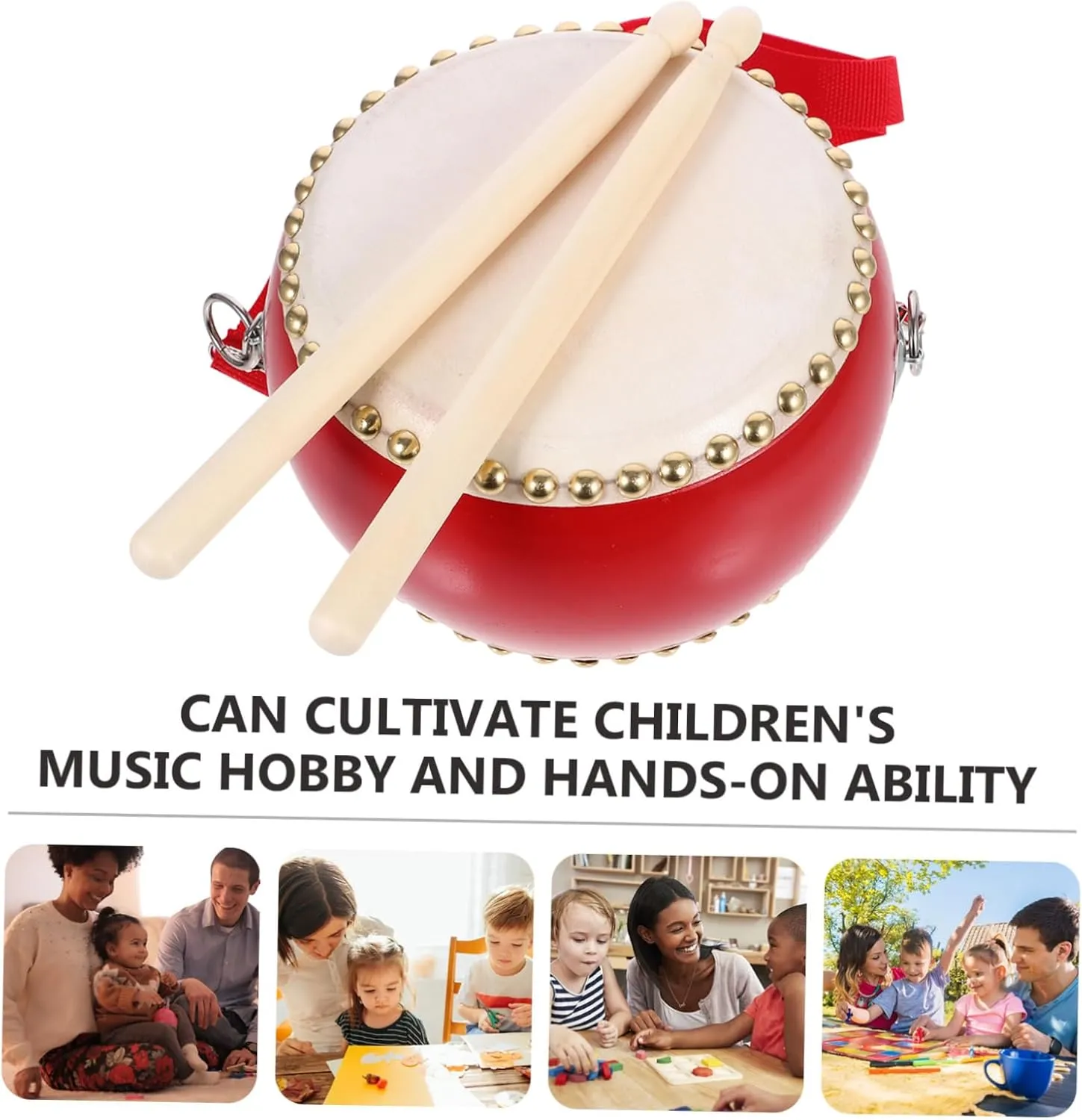 Kisangel Drum Toy for Boys and Girls Toddler Music Toy Boys and Girls Sticks Straps 15cm Drum for Toddlers