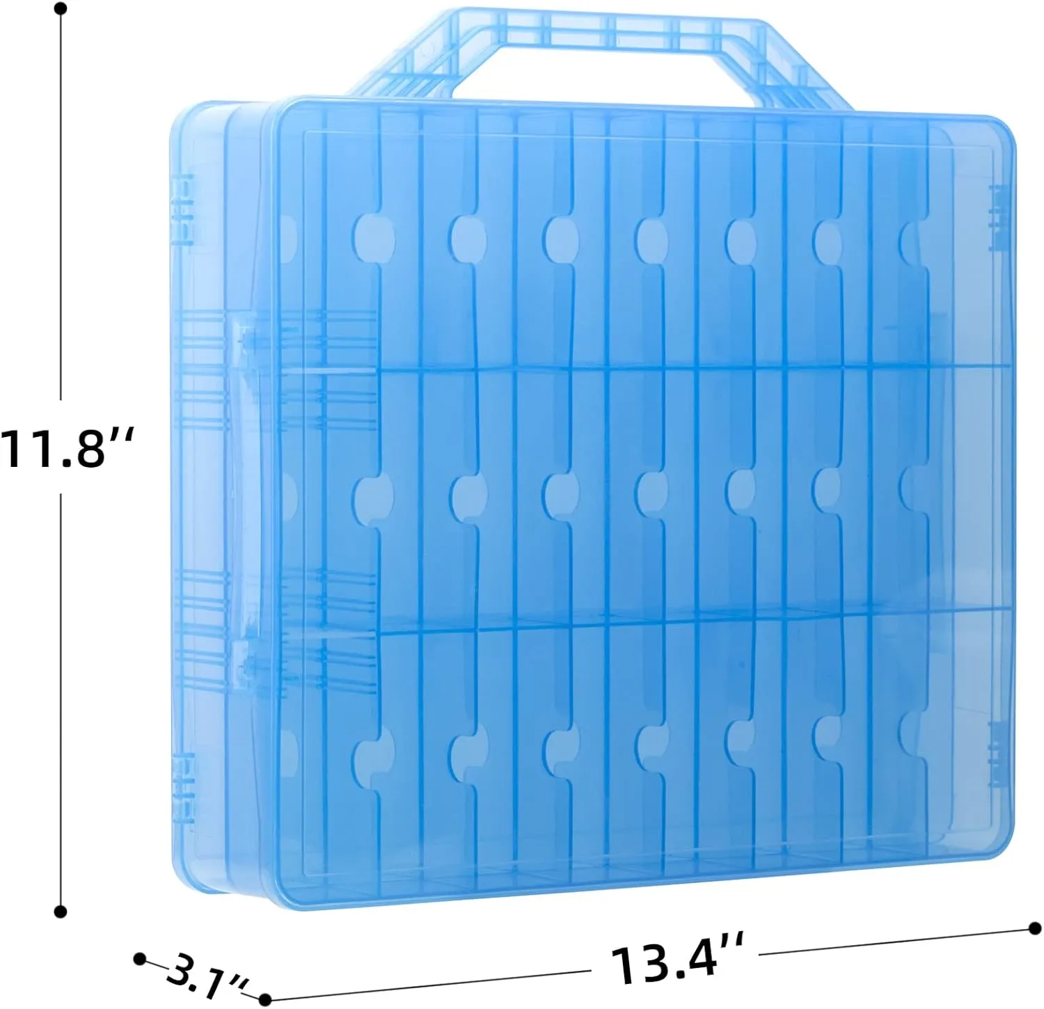 KISLANE Double Sided Storage Case for 48 Cars, Matchbox Cars, Mini Toys, Small Dolls - Portable Transparent Case (Blue)