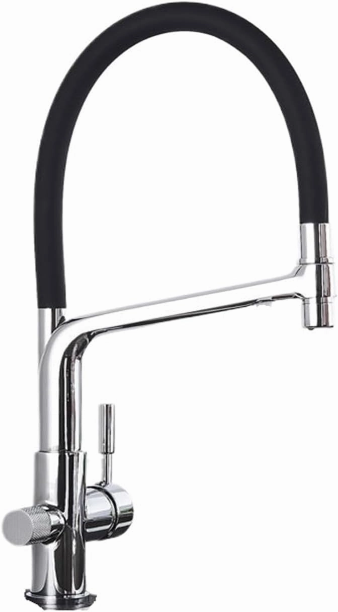 Kitchen Purified Faucets Filter Mixer Tap Cold Rotation Sink Faucet Pull Down Mixer Crane with 2 Spout(Shiny Gold)
