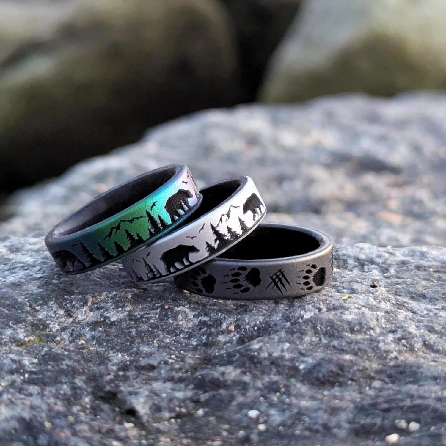Knot Theory Bear Silicone Ring Men and Women Dual Layer Breathable Comfort Fit Wedding Engagement Band