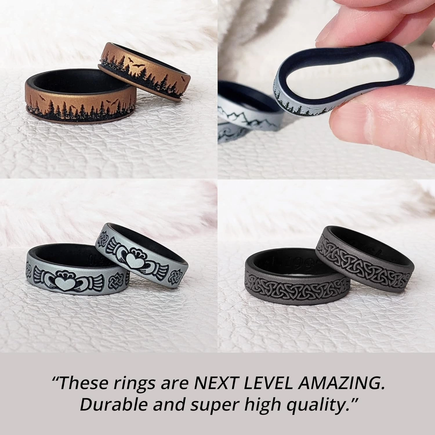 Knot Theory Greek Key Silicone Ring for Men and Women - Silicone Wedding Band for Sports Activities, Breathable Comfort Fit 6mm Bandwidth