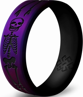 Knot Theory Skulls Skeletons Silicone Ring for Men and Women - Silicone Wedding Band for Sports Activities, Breathable Comfort Fit 6mm Bandwidth