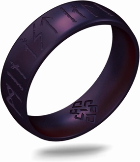 Knot Theory Viking Silicone Ring - My Love Forever in Rune Characters Breathable Comfort Fit - Valentine's Engagement Wedding Band