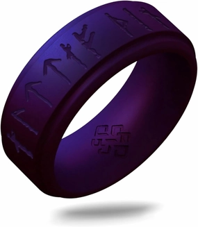 Knot Theory Viking Silicone Ring - Yours Always in Rune Characters Breathable Comfort Fit - Valentine's Engagement Mens Wedding Band