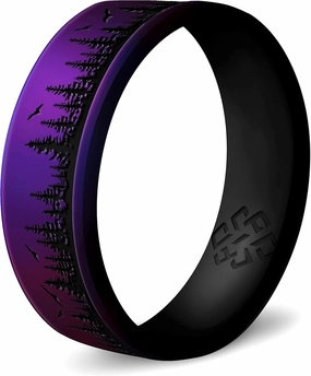 Knot Theory Waves, Mountain, Forest Silicone Ring for Men and Women - Silicone Wedding Band for Sports Activities, Breathable Comfort Fit 6mm Bandwidth