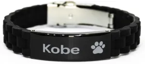 Kobe Paw Print Name Bracelet - Loss of Pet Remembrance ID Plate Bracelet Dog Cat Pet Paw Pet Lover Memorial Gifts For Men Women, Engraved Adjustable