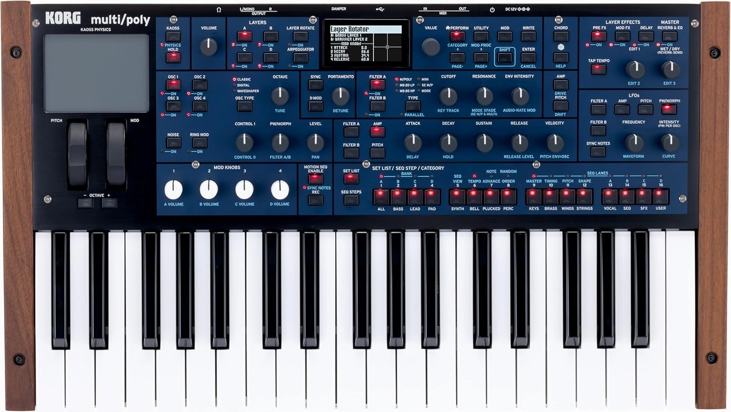 Korg multipoly Analog Modeling Synthesizer w/Four Oscillators, 60 Voices and built-in KAOSS Pad