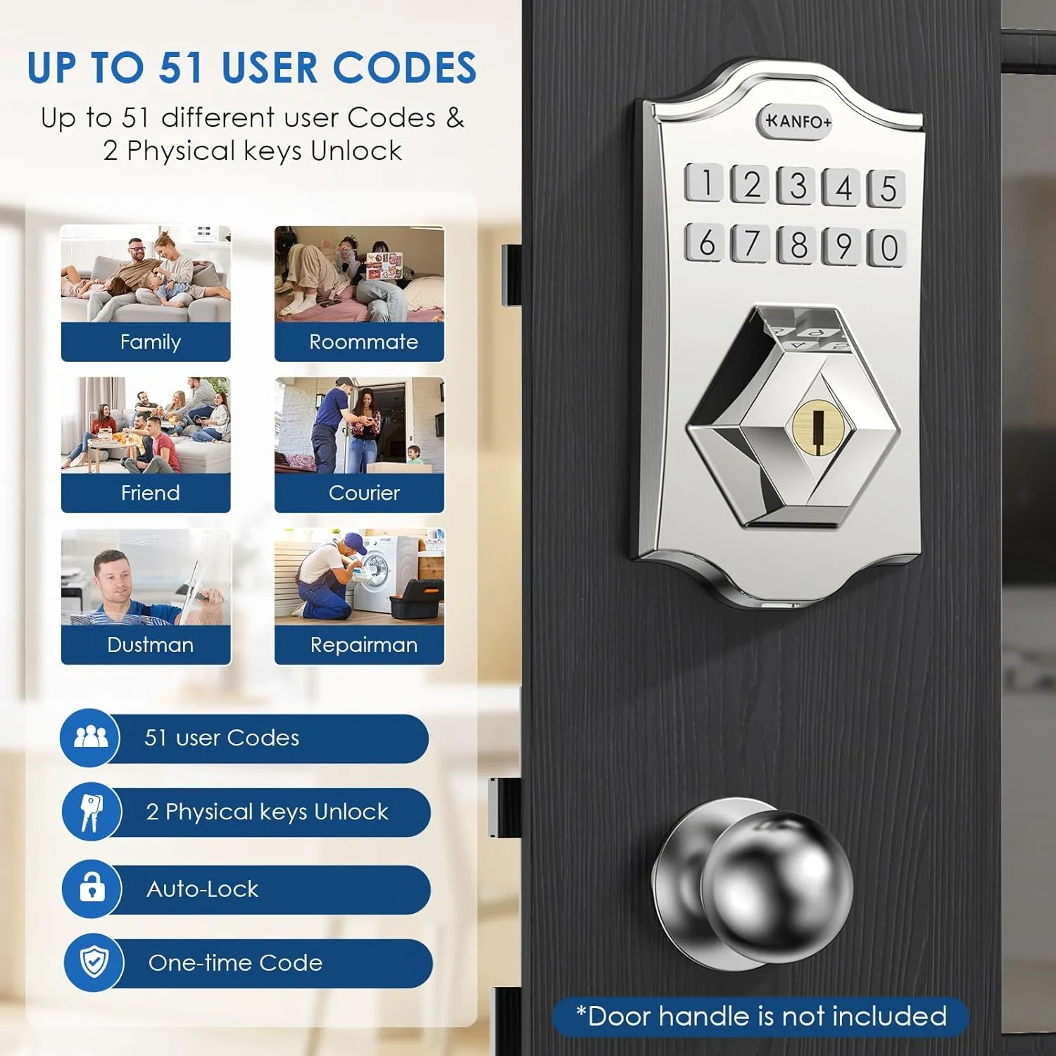 KS3 Keyless Entry Door Lock Deadbolt with Keypad,Smart Locks for Front Door with 2 Keys,Electronic Door Locks Deadbolt,Auto Lock,Easy Installation,Satin Nickel