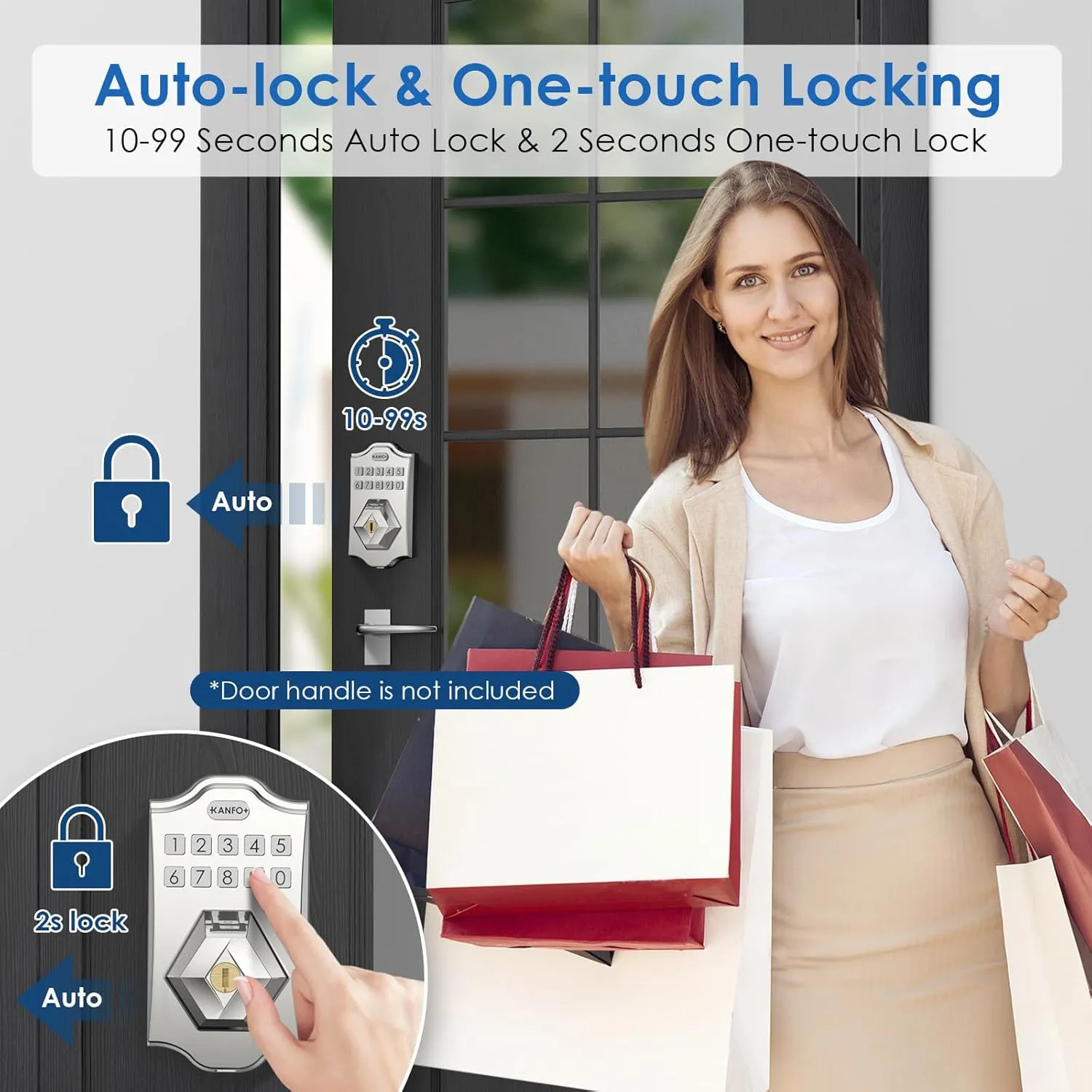 KS3 Keyless Entry Door Lock Deadbolt with Keypad,Smart Locks for Front Door with 2 Keys,Electronic Door Locks Deadbolt,Auto Lock,Easy Installation,Satin Nickel