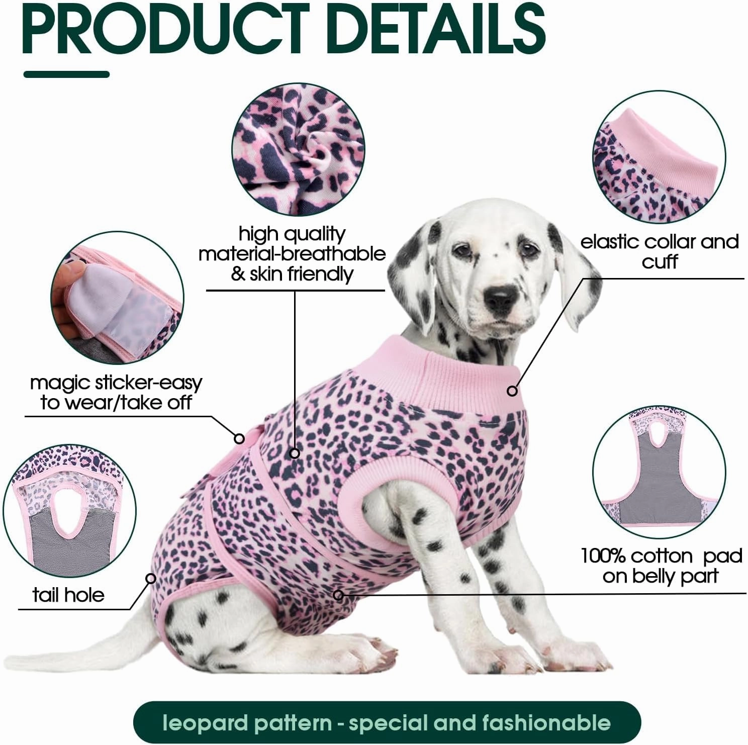 Kuoser Dog Surgery Recovery Suit, Recovery Suit for Female Male Dogs, Dog Onesie After Surgery Spay Neuter, Anti-Licking Pet Surgical Recovery Snugly Suit, Bodysuit for Abdominal Wounds Skin Disease