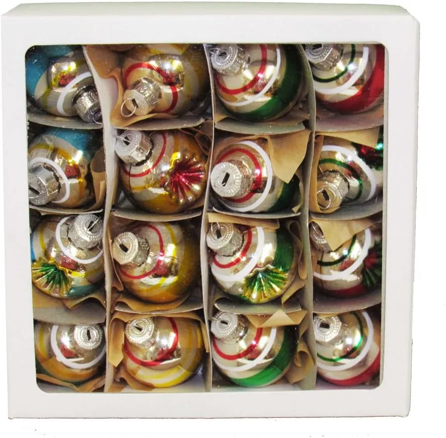 Kurt S. Adler 30mm Solid and Reflector Glass Ball Set of 16 Ornament Set, 16 Piece