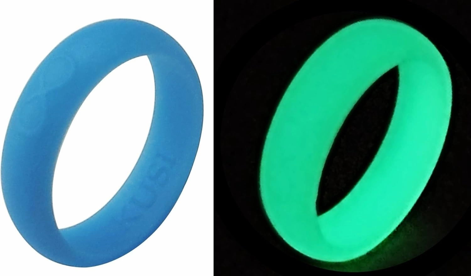 KUSI Silicone Wedding Ring Band for Women Committed to Active Lifestyle, Infinity Bands, Rubber, Comfort Fit, Black, Glow in The Dark and More, Singles and 4 Pack Sets