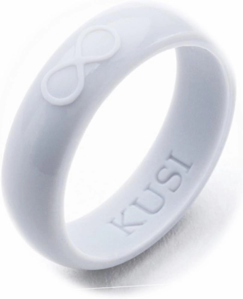 KUSI Silicone Wedding Ring Band for Women Committed to Active Lifestyle, Infinity Bands, Rubber, Comfort Fit, Black, Glow in The Dark and More, Singles and 4 Pack Sets