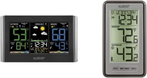 La Crosse Technology C85845-INT Weather Station, Black & Wireless WS-9160U-IT Digital Thermometer, 1 Pack, Titanium