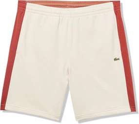 Lacoste Men's Regular Fit Colorblock Shorts, Off White, Maroon, & Clay, X-Large