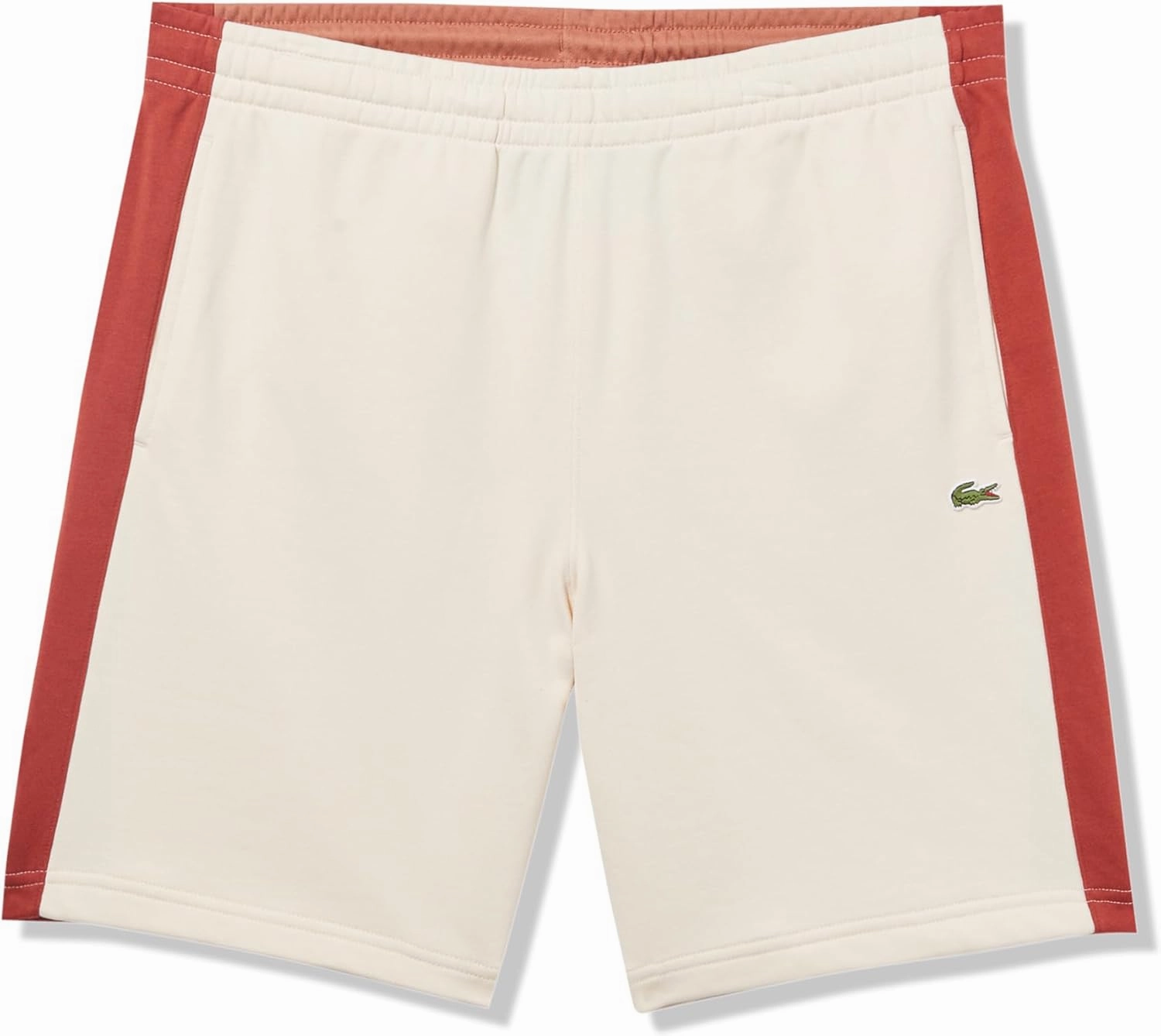 Lacoste Men's Regular Fit Colorblock Shorts, Off White, Maroon, & Clay, X-Large