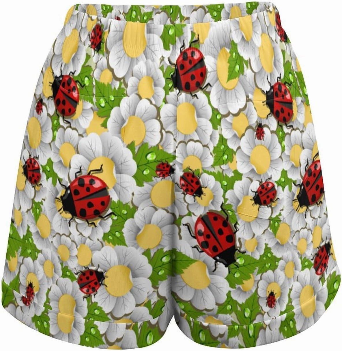 Ladybug Sweat Shorts Bermuda Short Womens Short Pants High Waisted Drawstring Casual Loose Bottom Board Shorts