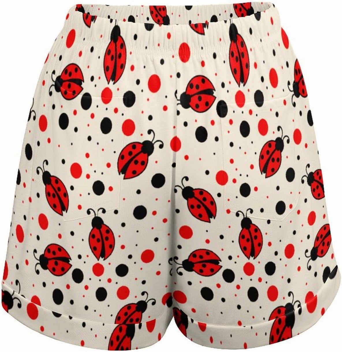 Ladybug Sweat Shorts Bermuda Short Womens Short Pants High Waisted Drawstring Casual Loose Bottom Board Shorts