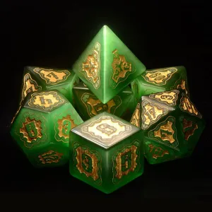 LANGWEI Role Playing Dice, Pretty Green Opal D&D Dice Set, Dungeons and Dragons Polyhedral Dice Set for Table Games, TRPG, Creative Gifts