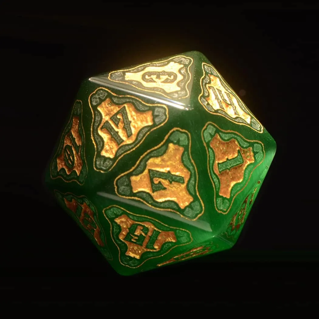 LANGWEI Role Playing Dice, Pretty Green Opal D&D Dice Set, Dungeons and Dragons Polyhedral Dice Set for Table Games, TRPG, Creative Gifts