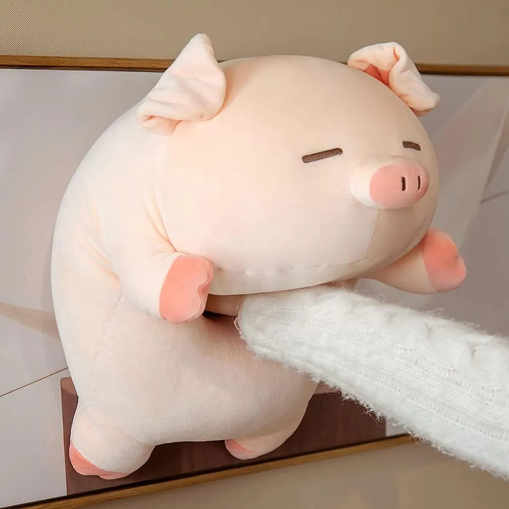 lannery Pig Stuffed Animal Hugging Pillow, Soft Fat Pig Plush Toy Gifts for Kids, Valentine, Christmas (Sleeping Eyes, 23.6")