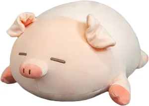 lannery Pig Stuffed Animal Hugging Pillow, Soft Fat Pig Plush Toy Gifts for Kids, Valentine, Christmas (Sleeping Eyes, 23.6")