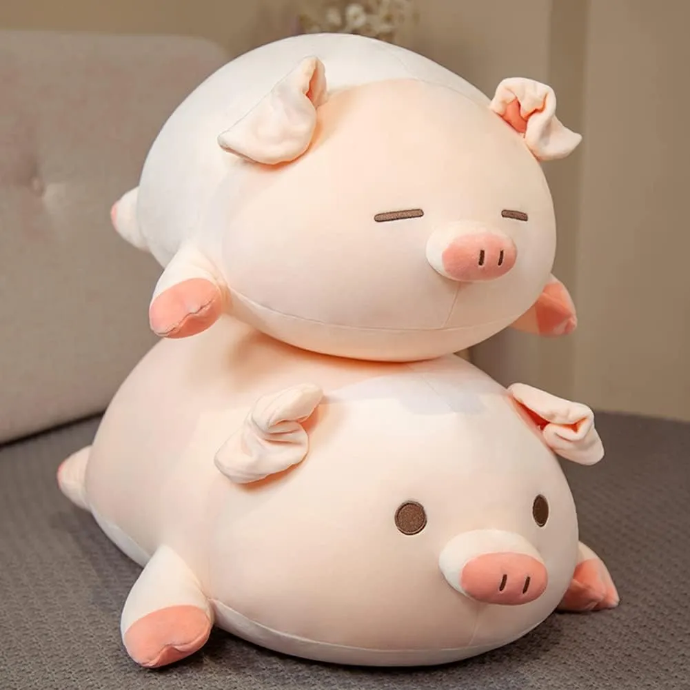 lannery Pig Stuffed Animal Hugging Pillow, Soft Fat Pig Plush Toy Gifts for Kids, Valentine, Christmas (Sleeping Eyes, 23.6")