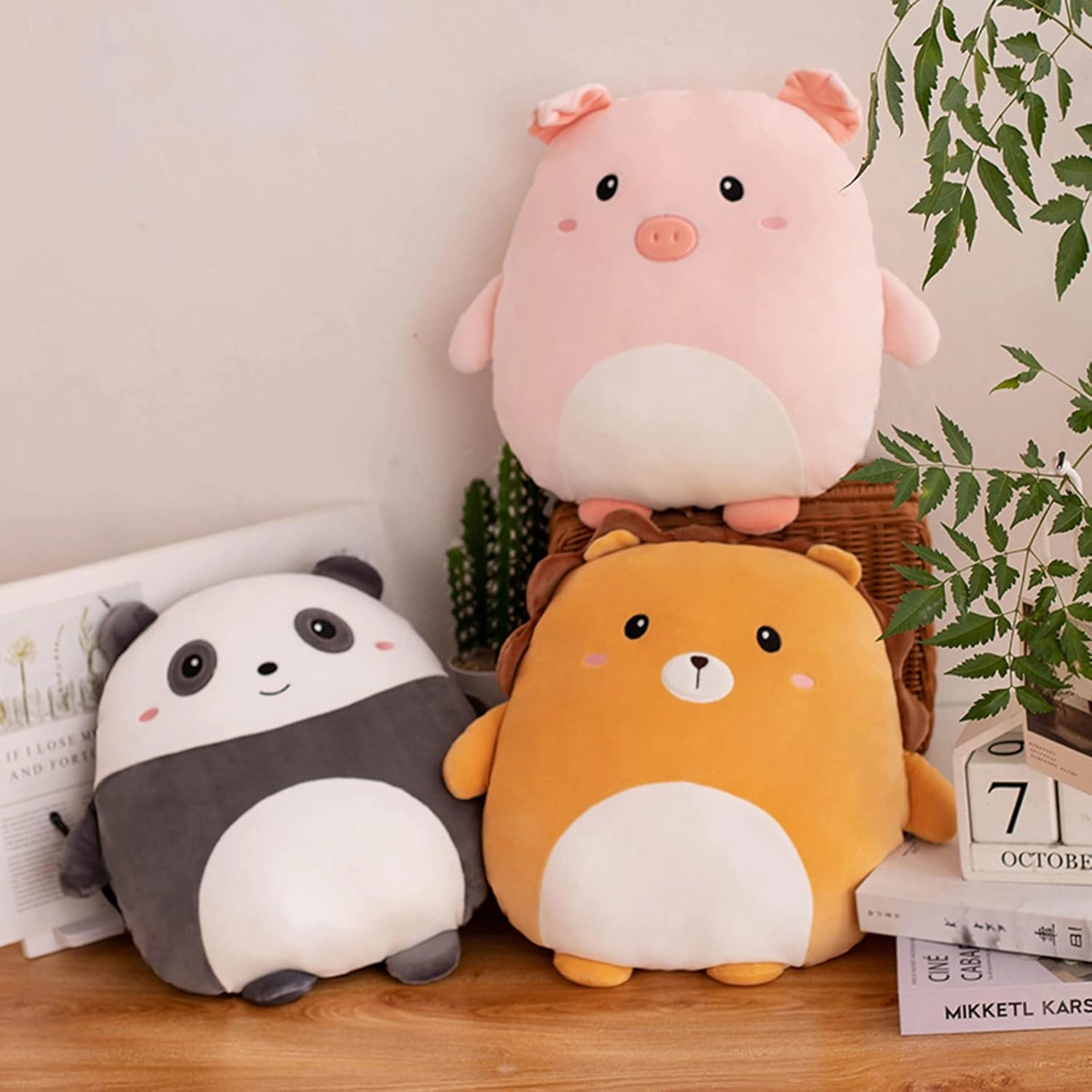 lannery Pig Plush Pillow, Cute Pink Pig Stuffed Animal Toy Soft Cartoon Animals Pig Plushies Hugging Pillow Gifts for Room Decor Birthday, 16 inch