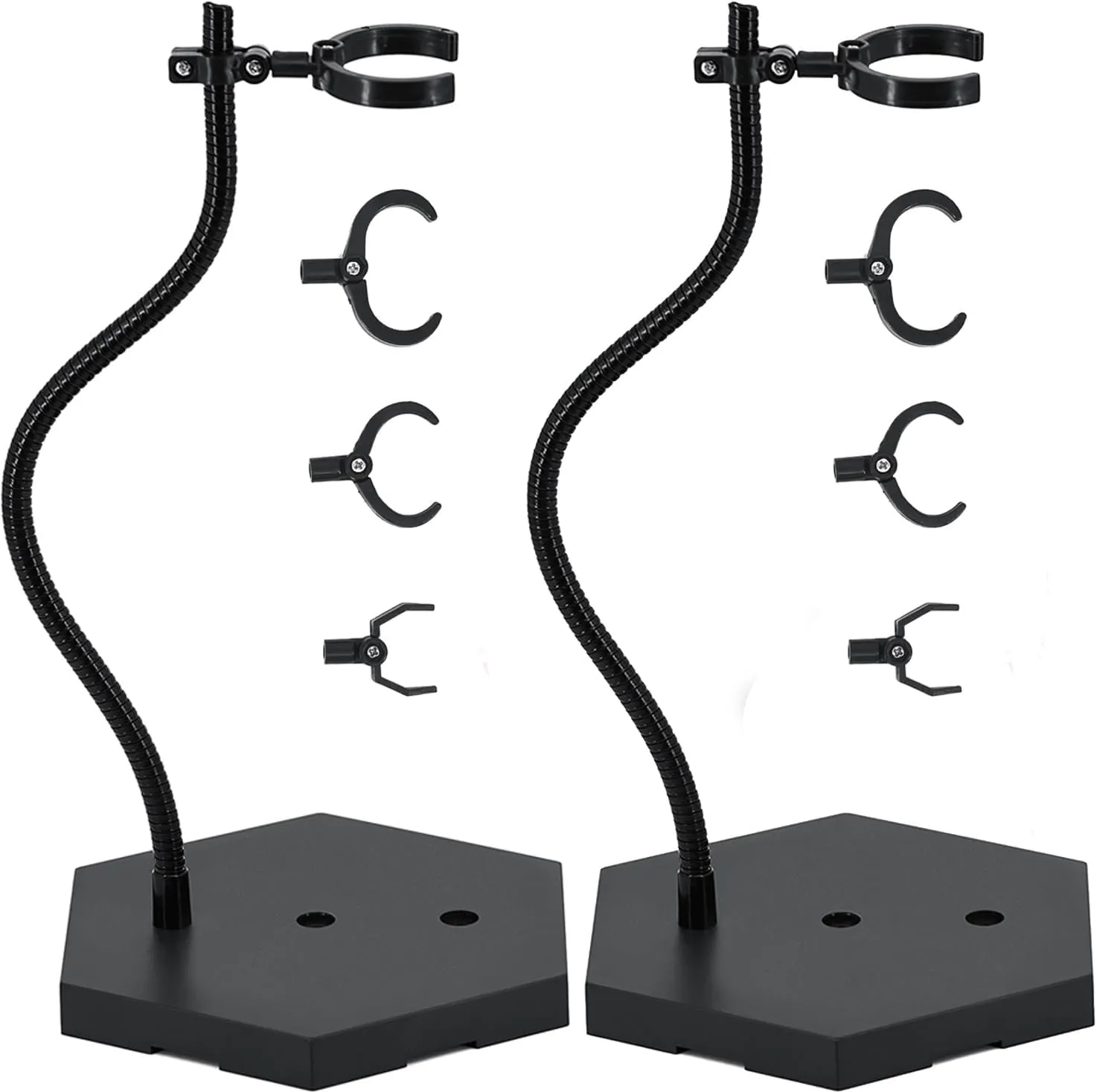 Large Action Figure Stand for 1/6 1/9 1/12 Scale Figures, Doll Display for Gundam 12",8",6" HG/RG/SD, Model Support Holder With Screwdriver 2 Pack (Black)