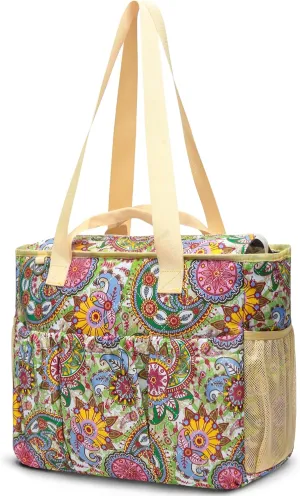 Large Tote Bag with Pockets for Nurse & Teacher Supplies, Zipper Tote Bag with Water Bottle Holder for Women Nursing & Teaching, Carrying Bag Gifts