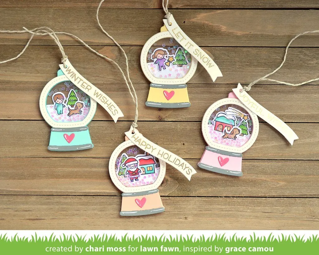 Lawn Fawn, Lawn Cuts Custom Craft Die, Snow Globe Gift Tag (LF2056)