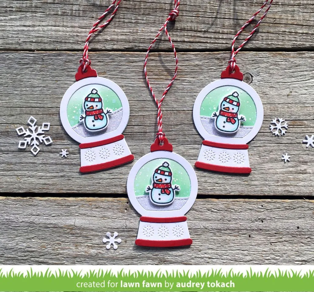 Lawn Fawn, Lawn Cuts Custom Craft Die, Snow Globe Gift Tag (LF2056)