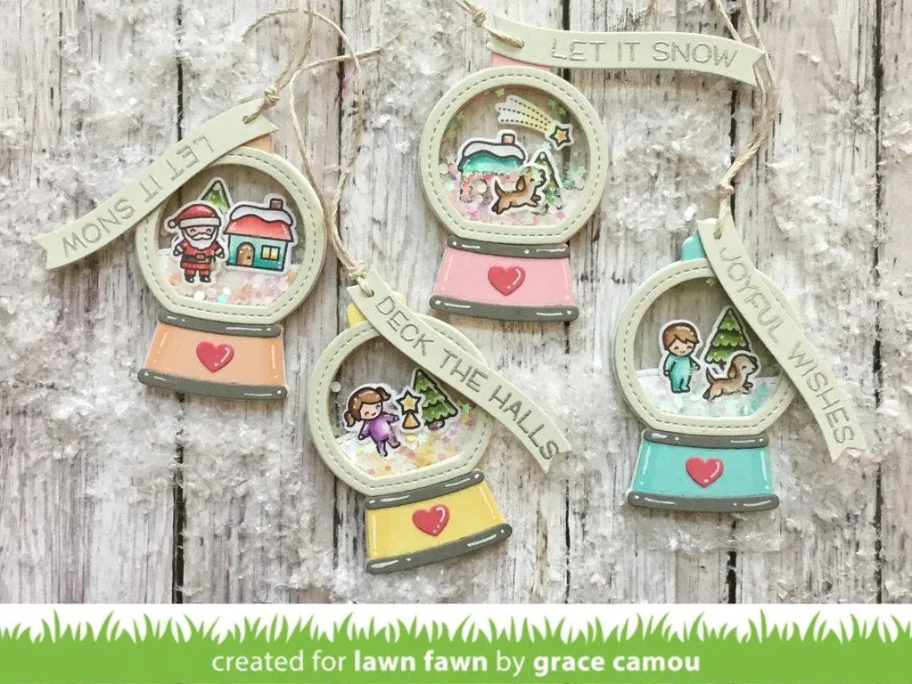 Lawn Fawn, Lawn Cuts Custom Craft Die, Snow Globe Gift Tag (LF2056)