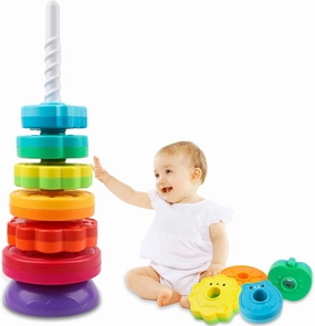 LBAIBB Spinning Stacking Toys,Spin Toys for Toddlers 1-3,Montessori Toys for 1 Year Old,Rainbow Spin Tower,Autism Sensory Learning Toy,Suitable for Gifts for Boys and Girls