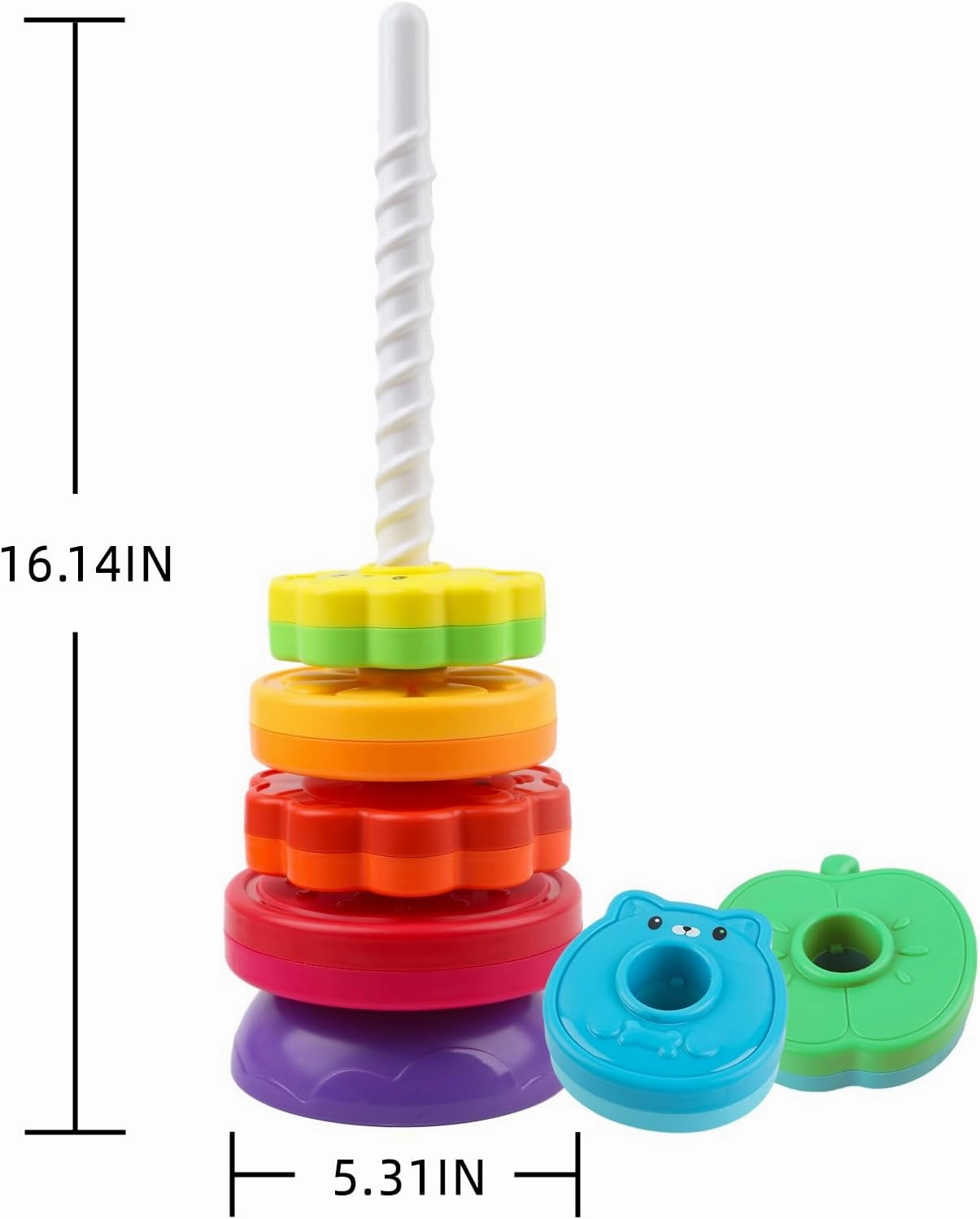 LBAIBB Spinning Stacking Toys,Spin Toys for Toddlers 1-3,Montessori Toys for 1 Year Old,Rainbow Spin Tower,Autism Sensory Learning Toy,Suitable for Gifts for Boys and Girls