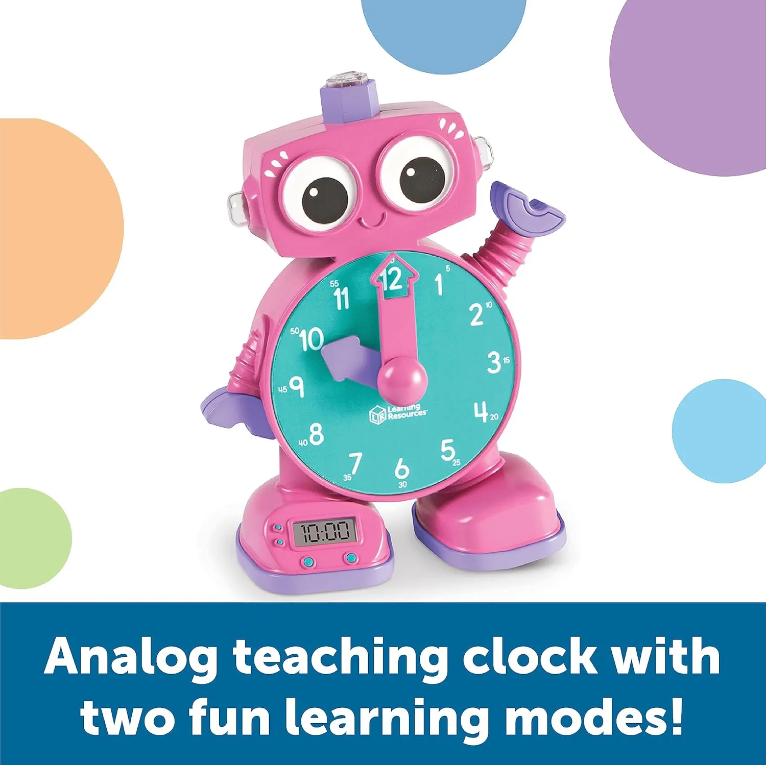 Learning Resources Tock The Learning Clock Pink, 1 Piece, Ages 3 , Educational Talking Clock