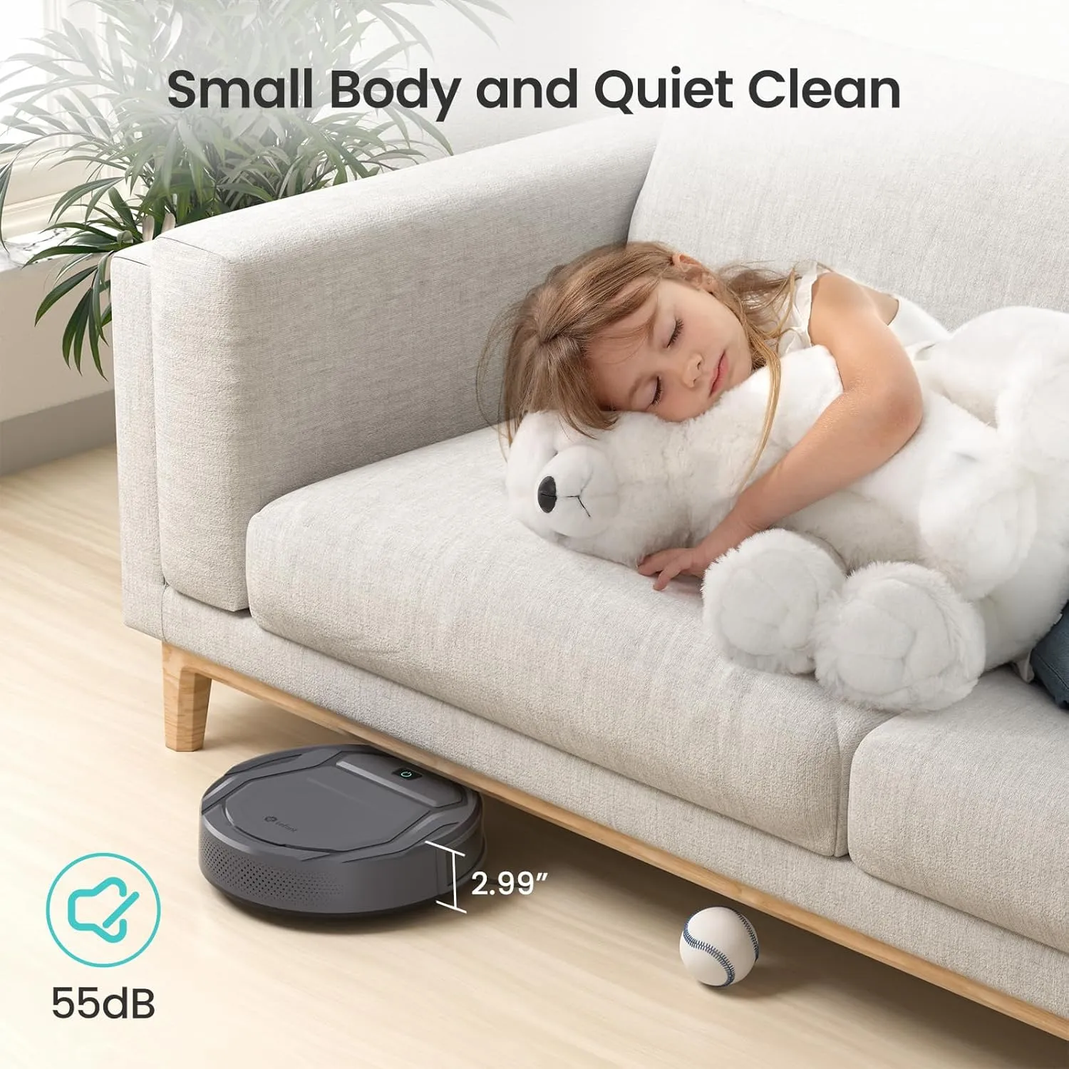 Lefant M210 Pro Robot Vacuum Cleaner,Super Thin,Powerful Suction,Quiet,Self-Charging Robotic Vacuum Cleaner,Cleans Hard Floors to Medium-Pile Carpets,120 Mins Runtime,APP/Voice/WiFi/Alexa Control,Grey