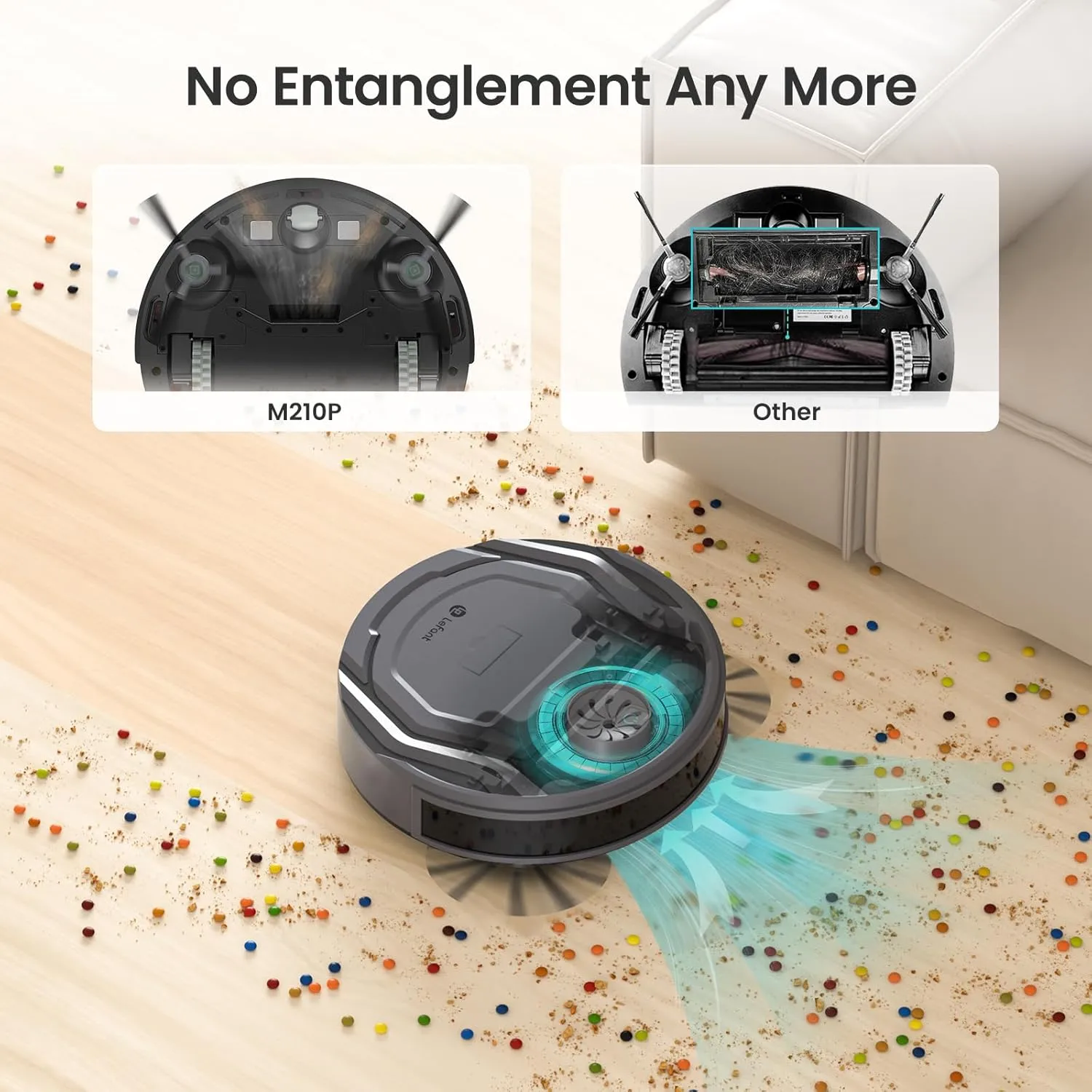 Lefant M210 Pro Robot Vacuum Cleaner,Super Thin,Powerful Suction,Quiet,Self-Charging Robotic Vacuum Cleaner,Cleans Hard Floors to Medium-Pile Carpets,120 Mins Runtime,APP/Voice/WiFi/Alexa Control,Grey