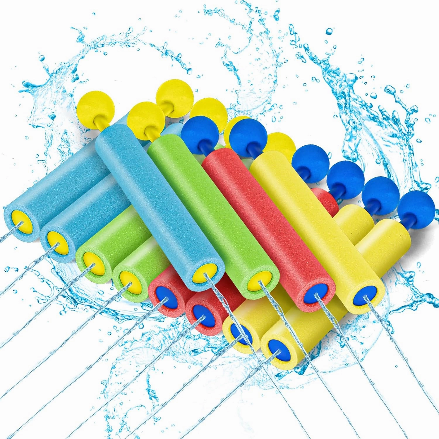 Lehoo Castle Water Guns for Kids, Pack of 12 Foam Squirt Guns, 30 ft Range Pool Water Squirts, Foam Water Gun Blaster for Swimming Pool Beach, Outdoor Water Toys for Toddlers Kids