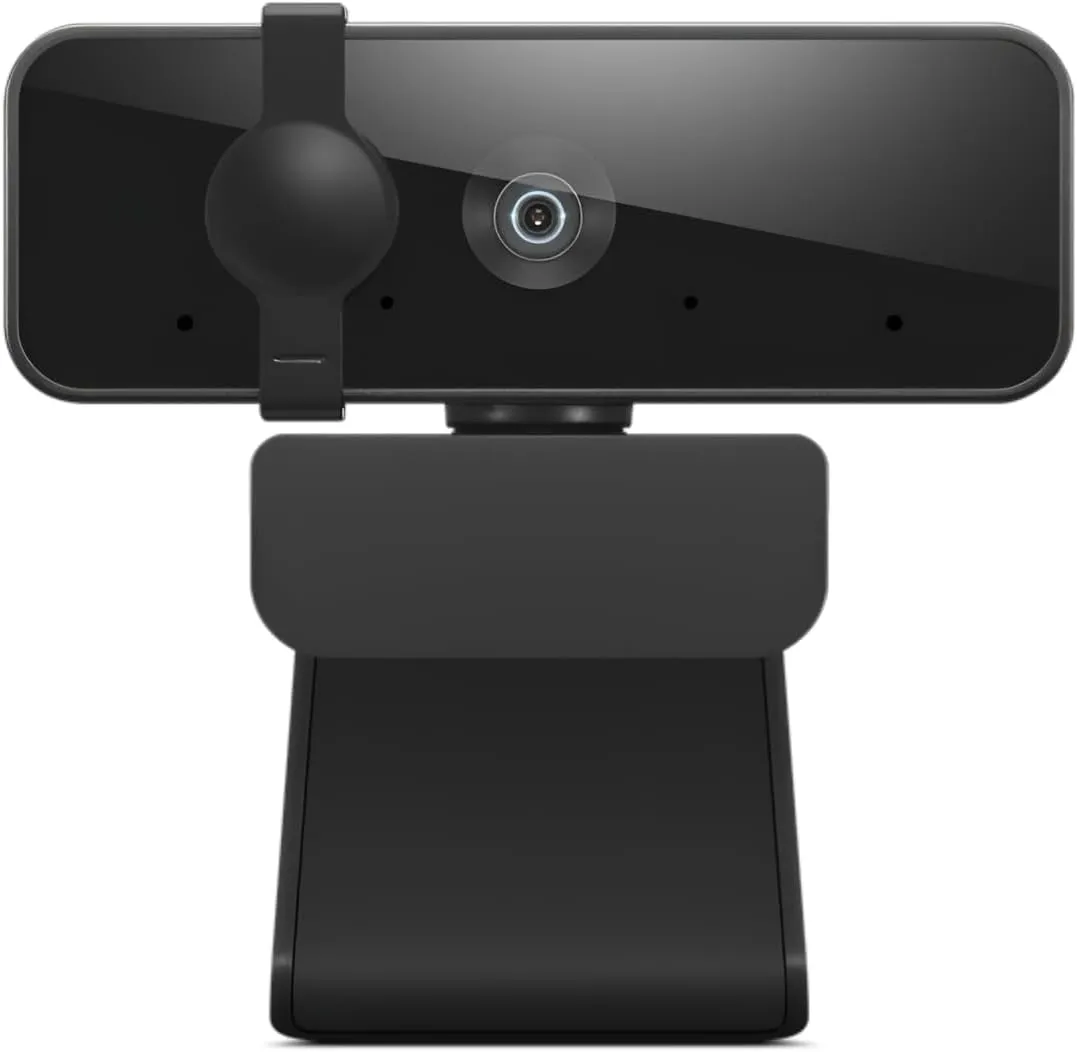 Lenovo Essential Full HD 1080P Webcam, Dual Microphone, No Driver 1.8m USB 2.0, Wide-Angle, Tilt-Control, 360-Degree Rotation, Black