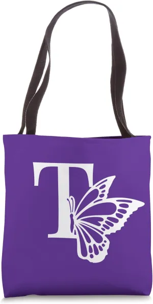 Letter T Capital Alphabet Butterfly Monogram Initial T Tote Bag